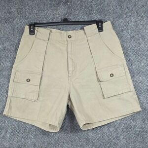 Fieldmaster Mens 34 Cargo Shorts Tan 100% Cotton Utility Multi Pocket Canvas